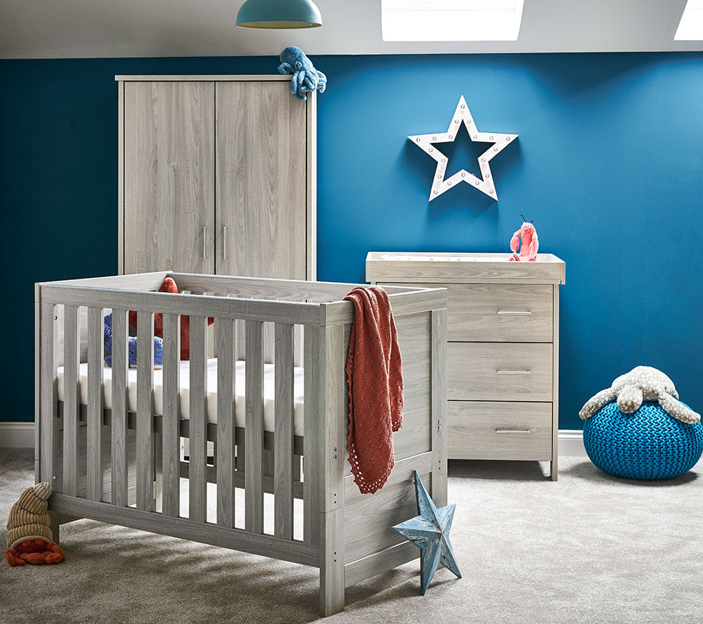 Obaby Nika Mini 3 Piece Nursery Room Furniture Set - Grey Wash