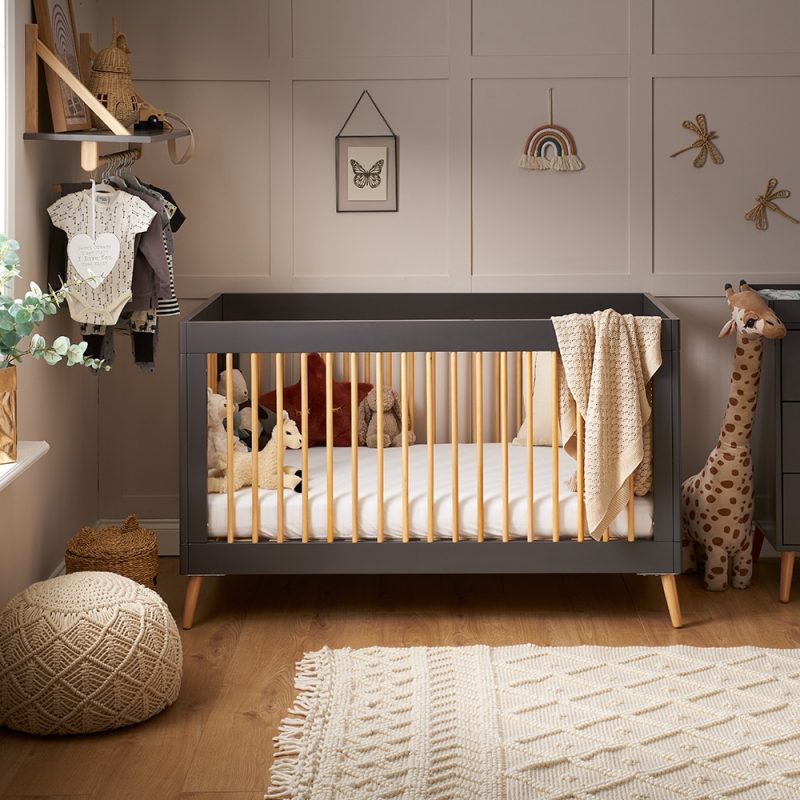 Obaby Maya Scandi 3 Piece Nursery Room Furniture Set Slate & Natural