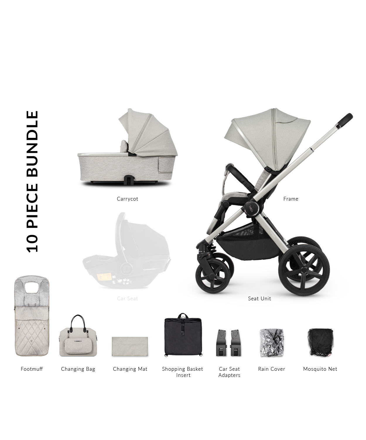 Venicci Upline Pram Pushchair Travel System Moonstone