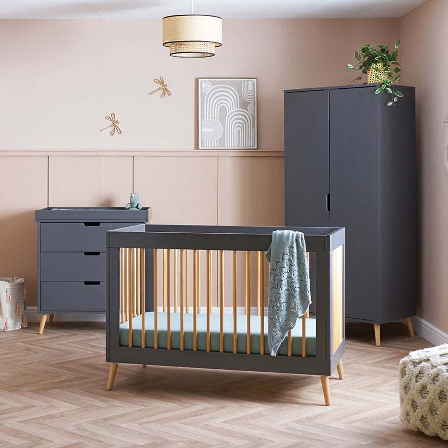 Obaby Maya Mini Scandi 3 Piece Nursery Room Furniture Set Slate