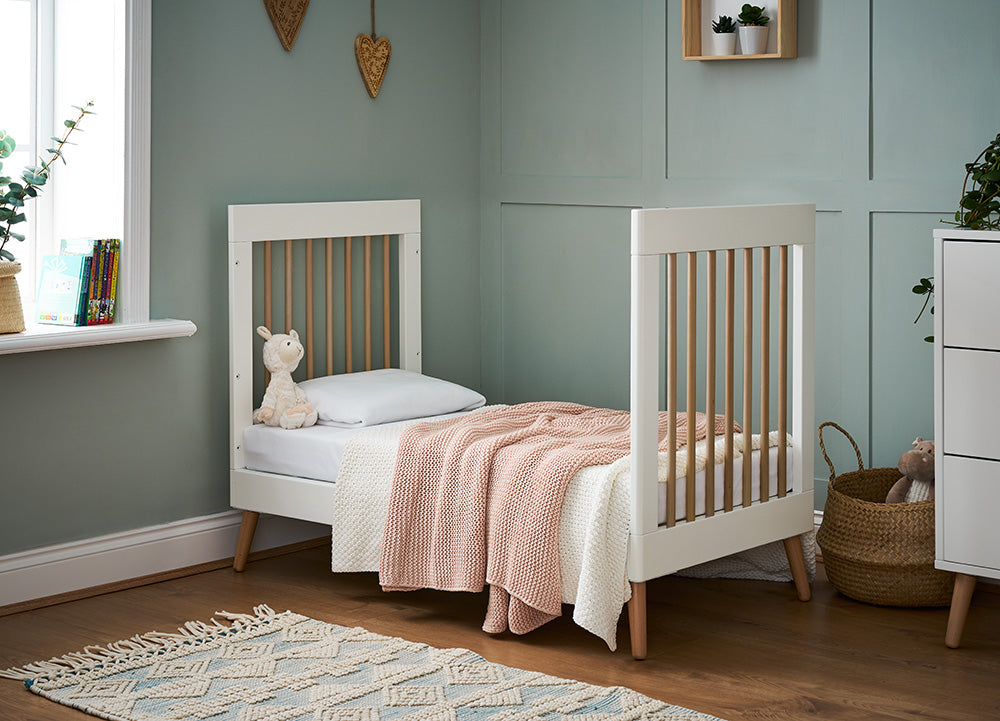 Obaby Maya Mini Scandi Cot Bed White & Natural