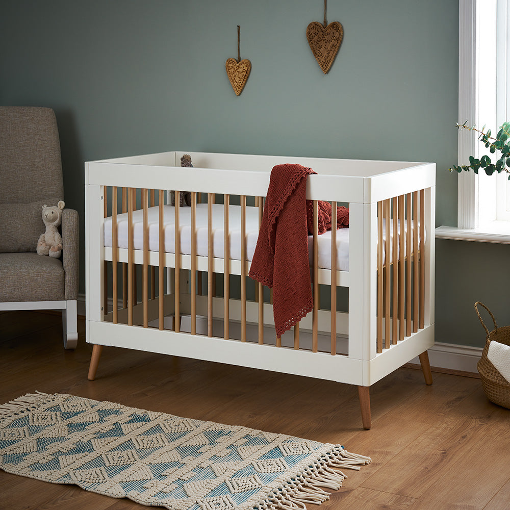 Obaby Maya Mini Scandi Cot Bed White & Natural