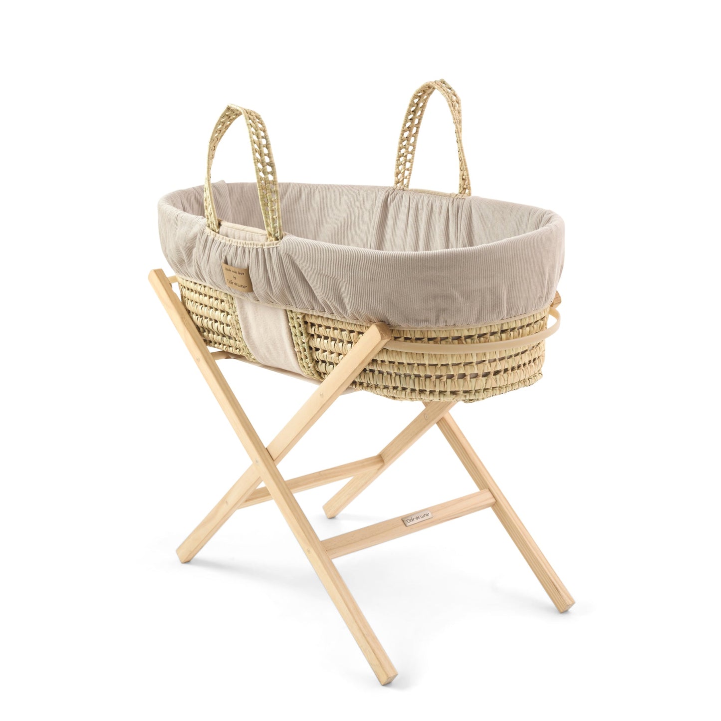 Clair De Lune Cord Reversible Palm Moses Basket & Stand Bundle