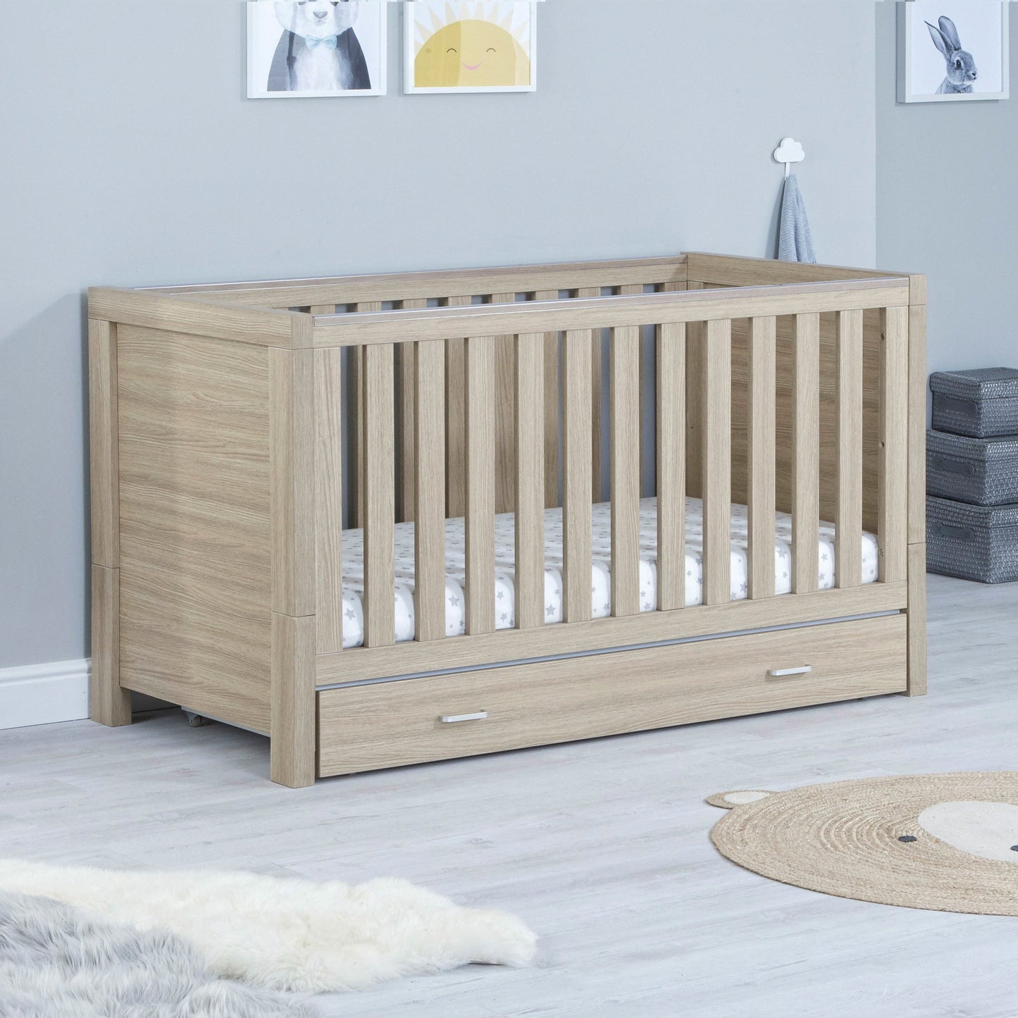 Babymore Luno Cot Bed & Drawer