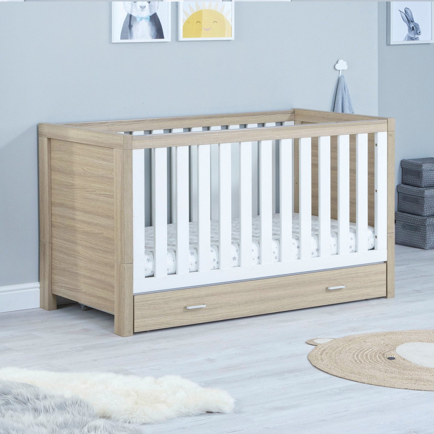 Babymore Luno Cot Bed & Drawer