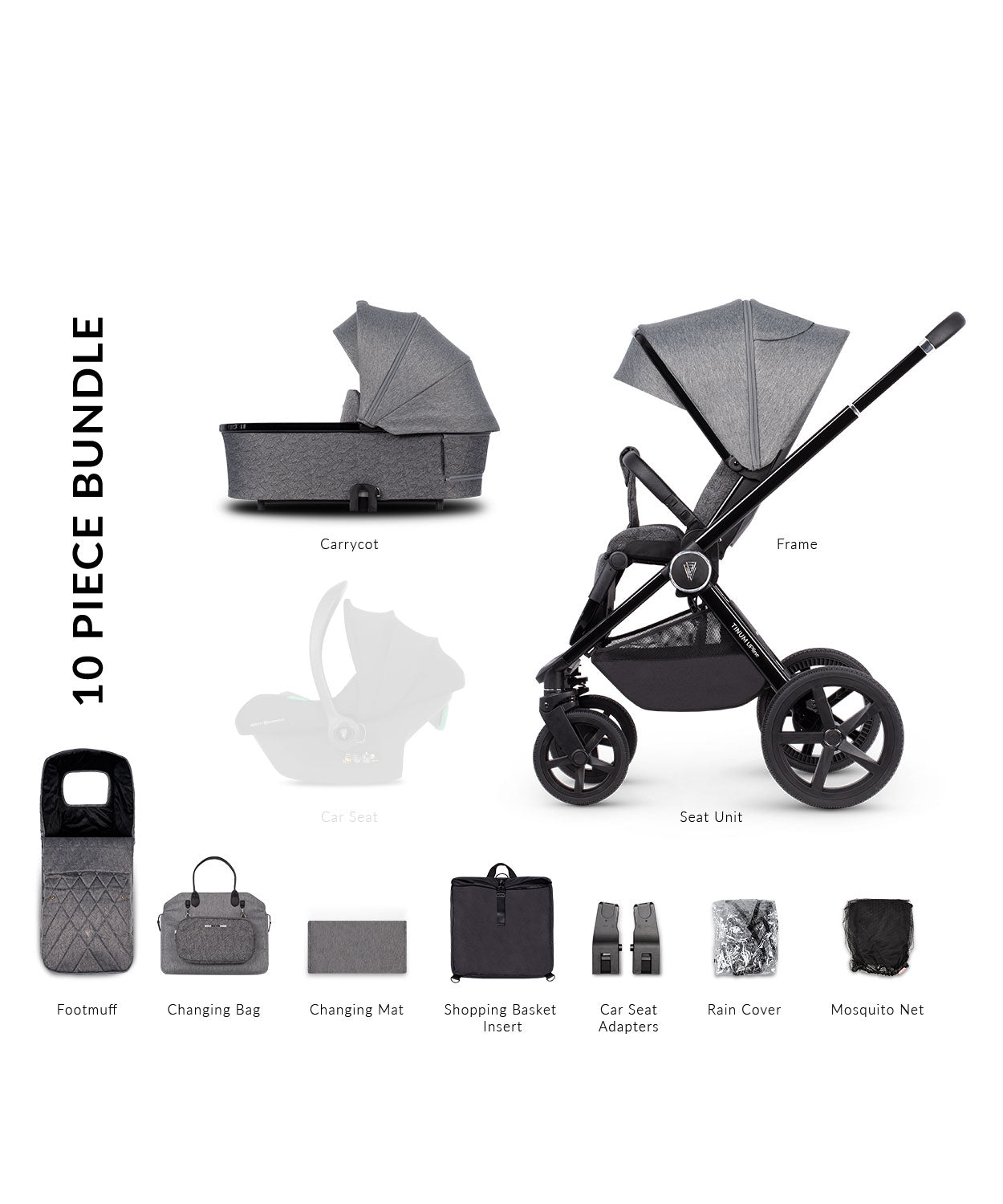 Venicci Upline Pram Pushchair Travel System Slate Grey