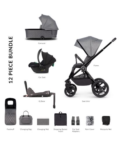 Venicci Upline Pram Pushchair Travel System Slate Grey